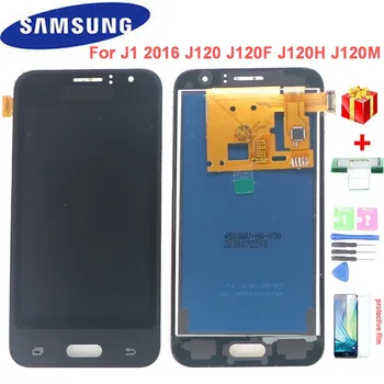 For Samsung Galaxy J1 2016 LCD-Display J120 J120F J120H J120M LCD-Skærm Touch screen Digitizer Assembly +lysstyrke adjustmen