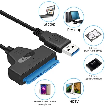 USB 3.0 SATA-SSD HDD SATA 3 og USB-Nem Kørsel Kabel 2,5 Inches Mobile Ekstern Harddisk, USB-Adapter, 22 Pin-Notebook PC