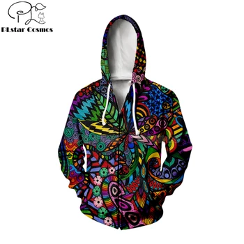 PLstar Kosmos Hippie Mandala Trippy Abstrakte Psykedelisk 3d ukrudt hættetrøjer/Sweatshirt Vinter efterår Lange streetwear-24