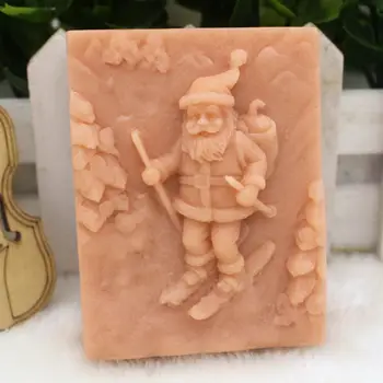 Sæbe Mould Former Sæbe Forme DIY Jul Forme Chokolade Mould Bagning Værktøjer Skiløb Santa Claus Silikone Lavet af Silikone PRZY