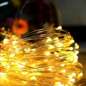 10m Kobber Sølv Wire LED String lys Vandtæt belysning Til Fe Christmas Tree Dekoration God Romantisk Julegave