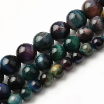 Naturlig Mineral Sten Blå Grøn Tiger Eye Runde Perler Til smykkefremstilling 6/8/10mm Spacer Løse Perler Til Armbånd 15