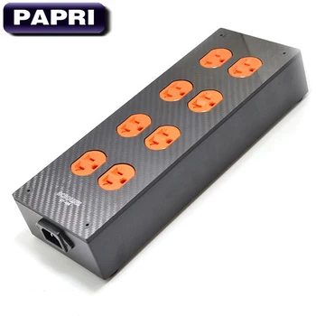 PAPRI Oprindelige HiFi 8 Outlet Carbon Fiber OS AC Stikkontakt Enclosure Box Tilfælde Chassis DIY Power Distributør Audio-Forstærker