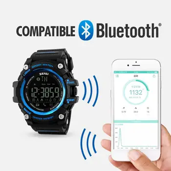 SKMEI Smart sportsur Mænd Bluetooth, Multifunktions Fitness Ure 5Bar Vandtæt digitalt ur LED-Ur reloj hombre 1227