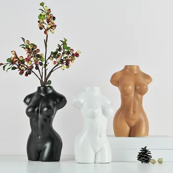 Nordisk Boligindretning Keramik Vase Værelse Dekoration Tilbehør Flower Pot Menneskelige Skulptur Statue Abstrakte Buste Portræt Håndværk