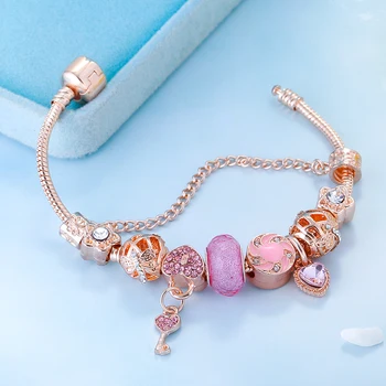 Boosbiy Høj Kvalitet Charme Armbånd Til Kvinder, Med Crystal Heart Perler DIY Europæisk Stil Mærke Armbånd Romantiske Smykker Gave