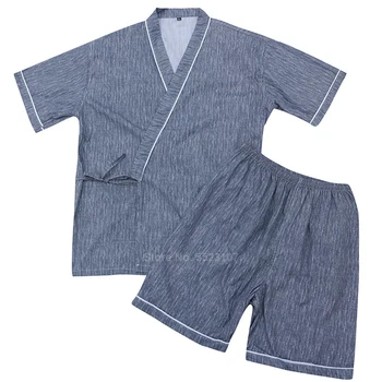 Sommer Pyjamas Sæt til Kvinder kortærmet Japansk Kimono Style Sauna Besked Bomuld Løs Mænd, Nattøj, Pyjamas for Par