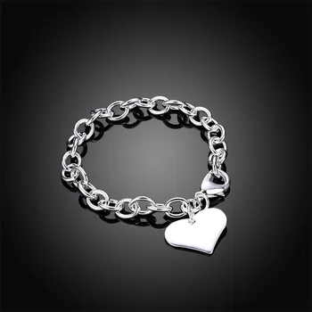Mode 925 Sterling Sølv Hjerte Kæde Armbånd Smykker Til Kvinder, Armbånd Til Julegave