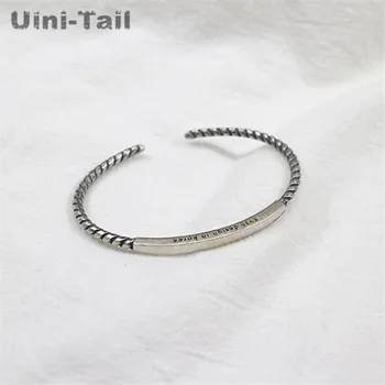 Uini-Hale hot nye 925 sterling sølv kreativt twist lange firkantede geometriske åbning armbånd retro mode trend høj kvalitet