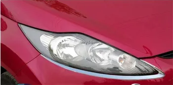 ABS Chrome Foran lygten Lampe Dække skygge øjenbryn trim 2stk For Ford Fiesta Sjette generation 2008-2012