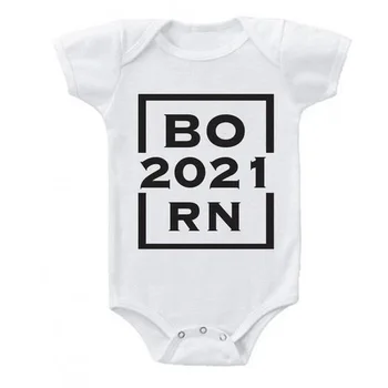 0-24M Nyfødte Baby Onesies Født 2021 Udskriv Brev kortærmet DRENGE PIGER Rompers Spædbarn Sommer Tøj Ropa De Bebes Pyjamas