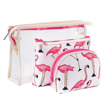 PVC Flamingo Kosmetik Taske Kvinder Sød Make Up Taske Travel Vandtæt Bærbare Opbevaringspose Arrangør Makeup Taske Toiletry Bag