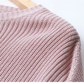 Lafarvie strikket Sweater Kvinder O-hals Mulheres Pullover koreanske Løs Pink Sueter Mujer Vinter Tøj Ropa 2020 Oversize Sweater