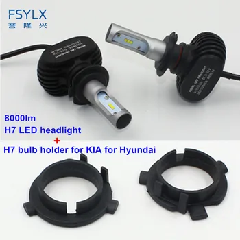 FSYLX Bil H7 LED Forlygte med pære adapter clip holder til KIA K3 Sportage Santa Fe Outlander H7 Forlygter H7 forlygter