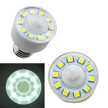 220V E27 PIR Auto Infrarød bevægelses-Sensor-Led-Lampe 10 LED-Lampe Energibesparelser Hvidt Lys til Gangen garage nat lys