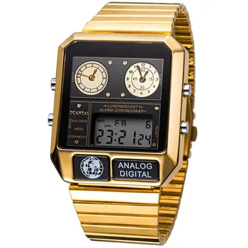 Mænd Unisex Ure Guld Sølv Vintage Rustfrit Stål LED Sports Militære Armbåndsure Elektroniske Digitale Ure til Stede