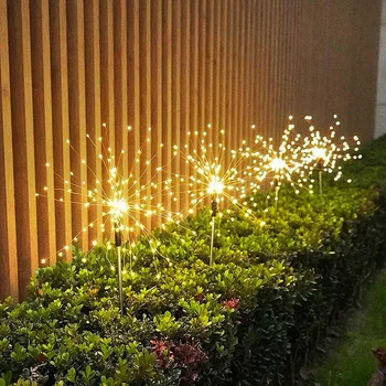 Soldrevne Udendørs Græs Verden Mælkebøtte Fyrværkeri Lampe Flash-Streng 90 LED /120 LED Til at Have med Græsplæne Landskab Ferie Lys