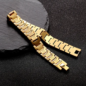 BORASI Meget Cool Mænd-Smykker Luksus Guld Farve Mandlige armbånd & Armbånd 210mm Armbånd i Rustfrit Stål Armbånd Til Mænd