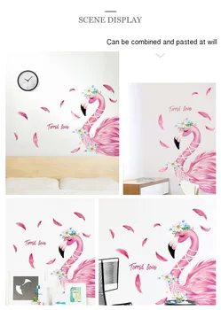 Pink Romantisk Flamingo Wallsticker Til Børneværelset Dekoration Soveværelse Indretning Med Wall Stickers Til Børn Værelser Boligindretning
