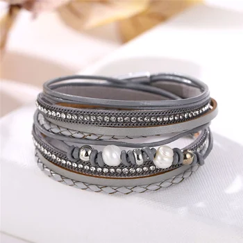 Mode-Perle Multi-Lag Læder Armbånd Til Kvinder Vintage Charme Armbånd Armbånd Kvinde, Elegant Krystal Wrap Armbånd Smykker