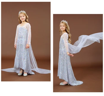Dronningen af Sne Jul Elsa Kjole Halloween Kostume Barn Party Dress Spædbarn Fødselsdag Lang Aften Paillet Kjole Fe Kjole