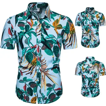 Herre Casual Hawaii-Skjorte 2020 Sommeren Korte Ærmer Trykte Shirts til Mænd Streetwear Tøj Chemise Homme