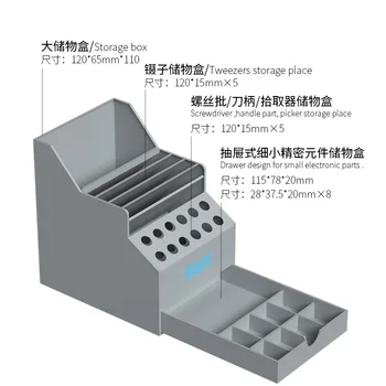 Multi-funktion PVC opbevaring boks med skuffer kan sætte skrue dele, bundkort, Chip, skruetrækker, pincetter, tænger etc