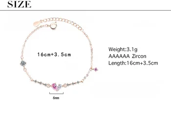 Pink Hjerte Elegante Mode Sød Knowbow Dråber 925 Sterling Sølv Bracelelt For Kvinder Koreanske Smykker Gaver