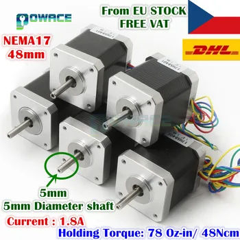 [EU-GRATIS MOMS] 5Pcs NEMA17 48mm 17HS8401 CNC-stepmotor 78 Oz-1.8 i En stepmotor for CNC Router 3D-Printer Gravering