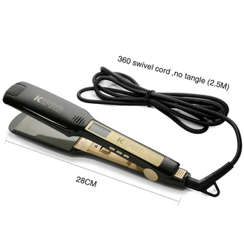 KIPOZI Flad Jern 2-i-1-Hurtig Opvarmning hair curler damp Hår Fladjern med LCD Display Justeres Temperatur Praktisk