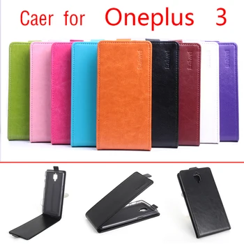 For Oneplus 3 3T Telefonen Tilfælde Ren Farve [Op-ned Open] Vertikal Flip Premium PU Læder Cover Fabrik
