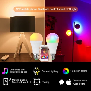 WiFi Smart Lampen E27 LED Pære Bluetooth-Dæmpbar RGBW Timet Smart WiFi-Pærer IOS/Android-Telefon APP stemmestyring Belysning