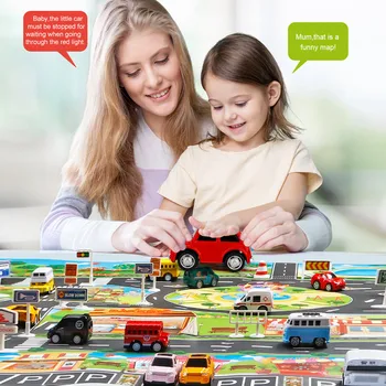 Børn Spiller Mats Hus Trafik Vejskilte Bil Model Parkering City Scene Kort Klatring Pad Kids Spil Legetøj Playmat Kort Toy