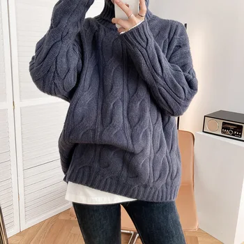 Mozision Rullekrave, Tykke Strikkede Sweater Kvinder er Solid langærmet Trøjer Damer 2020 Vinter Nye Casual Varme Trøjer