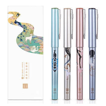 4stk/pack-Summer Palace Kinesisk Stil Gel Pen 0,5 mm Penne Sort Blæk, Kuglepen Kawaii Stationery Office Skrive skoleartikler