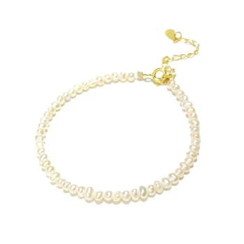 Lii Ji Real Mini-Babie ferskvandsperle Perle Armbånd 925Sterling Sølv Lås 15-19.5 cm til Kid Pige Dejlig Gave Kvinder Smykker