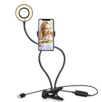 Selfie LED-Ringen Lys med Mobiltelefon Mobil Holder til Youtube Live Stream Makeup Kamera Lampe til iPhone Xiaomi Samsung P