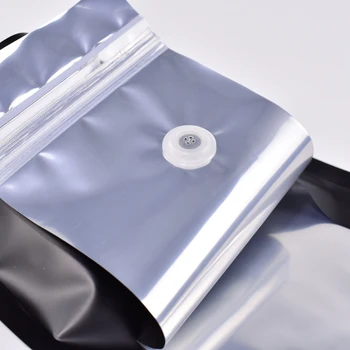 Forskellige Størrelser 50stk Tykkelse Heat Sealing Lynlås poser Aluminium Mylar Folie Stå Op Sort Zip-Lock Og Taske med Ventil