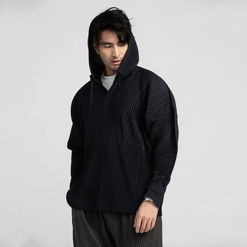 IEFB /Japansk streetwear mode mænds plisserede hættetrøjer lys åndbar solcreme, tøj profil langærmede sweatshirts Y3054