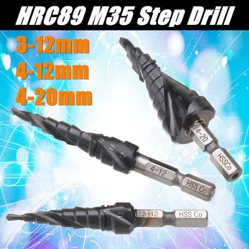 Drillpro HRC89 HSS-Co-M35 Kobolt Trin Drill Bit 3-12/4-12/4-20mm TiAlN-Belagt Trin Boret 1/4 