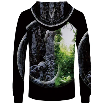 KYKU Tiger Hoodie Mænd Grå Dragon Sweatshirt Yin Yang 3d Printet Hættetrøjer Mode Sjove Dyr Herre Beklædning Casual Streetwear