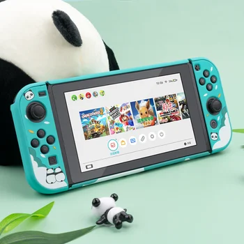 Geekshare Nintend Skifte Søde Panda Shell Tegnefilm Eventyr League Grønne Bambus Soft TPU Cover Tilbage Girp Shell Til Nintendo Skifte