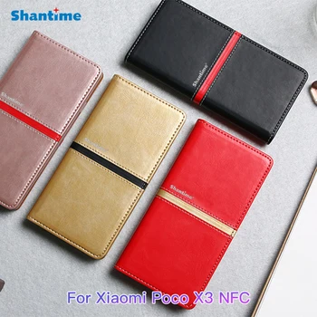 Læder Tegnebog-Telefon Tilfældet For Xiaomi Poco X3 NFC-Mode Flip Case Til Xiaomi Poco X3 NFC Business Case Blød Silikone bagcoveret