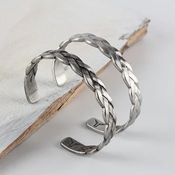 Høj Kvalitet Legering Vintage Armbånd Armbånd på Tværs af Metal Flettet Åbne bangles for Mænd