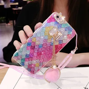 Luksus Farverige Bløde Silikone Glitter Diamant Sort Fox Bolden Phone Case For iPhone-11 Pro MAX X XS ANTAL XR 6 6s 7 8 Plus Cove