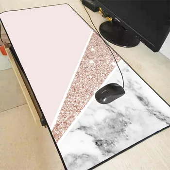 Mairuige Hvid Pink Marmor Gaming RGB musemåtte Computer RGB-Baggrundsbelyst Mause Pad Stor Musemåtte XXL til Skrivebord Tastatur LED Mus Mat