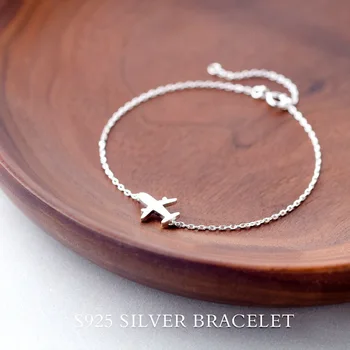 MloveAcc 925 Sterling Sølv Smykker, Matt Flyvemaskine Kæde Armbånd til Kvinder Fly Charm i sterling-sølv-smykker