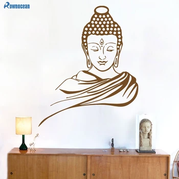 ROWNOCEAN Indiske Buddha Religion vægoverføringsbillede flytbare Vinyl Klistermærke home decor Vægmaleri Værelse Dekoration Gud Yoga Muursticker F-17