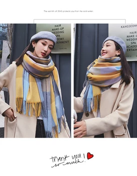 November 2020 Ny Imitation Cashmere Forlænget og Udvidet Sjal Mode Tørklæde med Frynser Trend Vilde Bib Hat Vinteren Kvinder