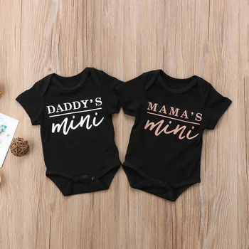 Nyfødte Spædbarn Baby Drenge Piger Bodysuit Søde Baby Tvillinger Mama Daddy kortærmet Bodyer Tøj Baby Tøj Til 0-18M